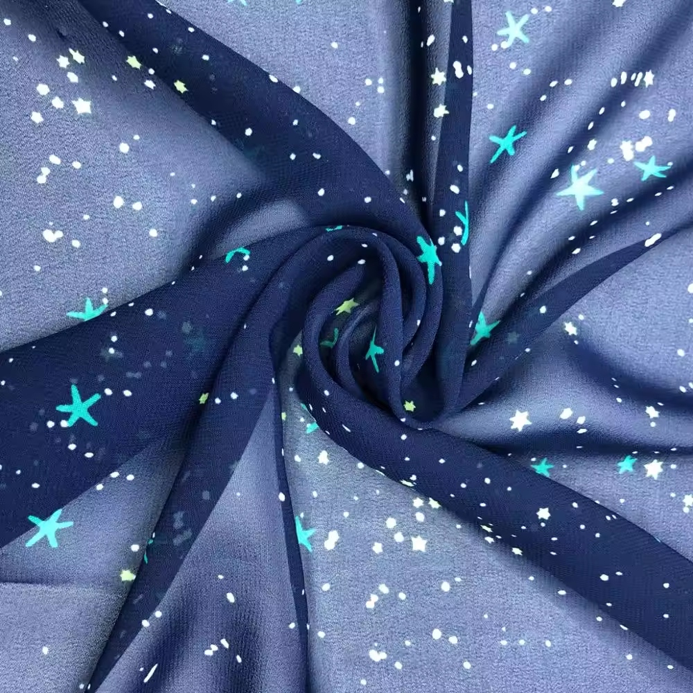 New fashion woman customized printing chiffon fabric price per meter