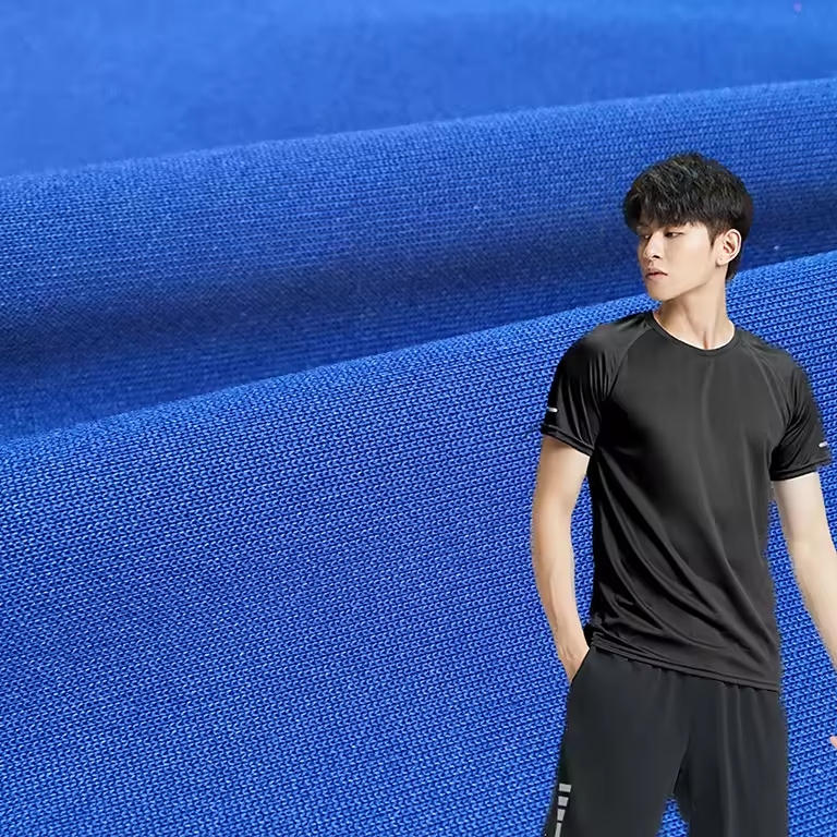 Wholesale Weft knitted 100D / 144F 100% polyester 140gsm 160cm soft interlock for sports T-shirt fabrics
