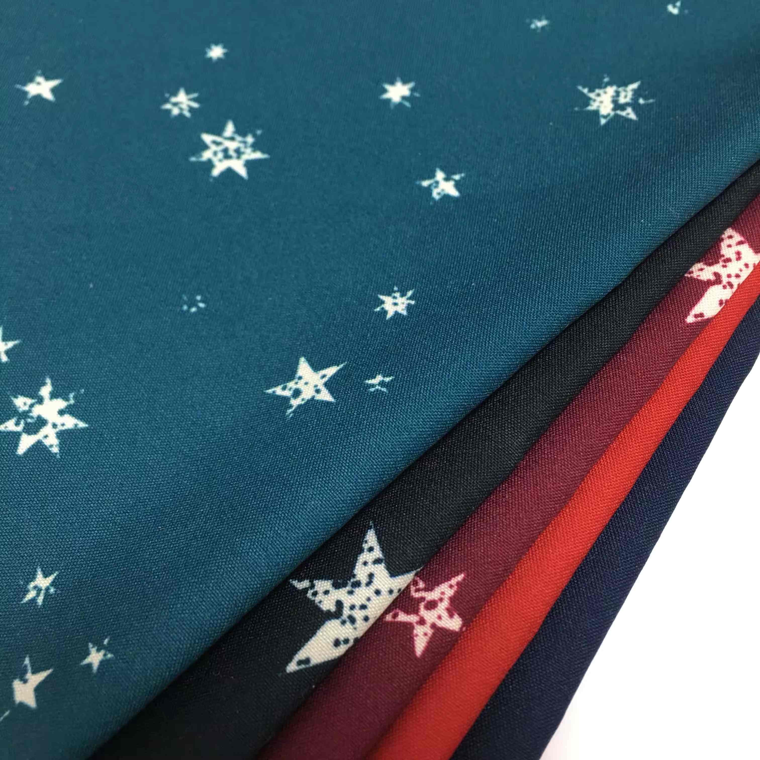 China Wholesale 100% polyester Mechanical spandex stretch dry fit and transfer printing Star pattern for women garment Fabrics